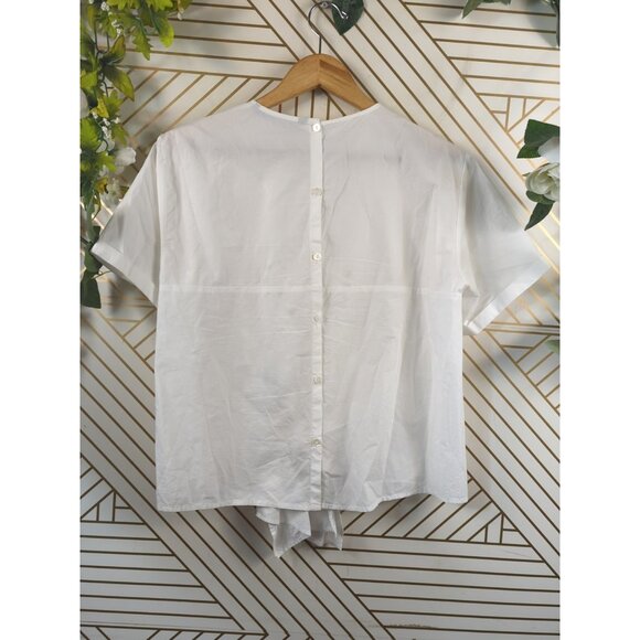 ZARA Women's White Embroidered Front Knotted Poplin Short Sleeve Top Boho Med - Picture 6 of 6